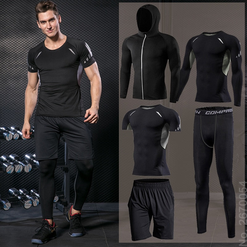 Men's running sets Gym Tight Sport Clothing Basketball Training Tracksuit