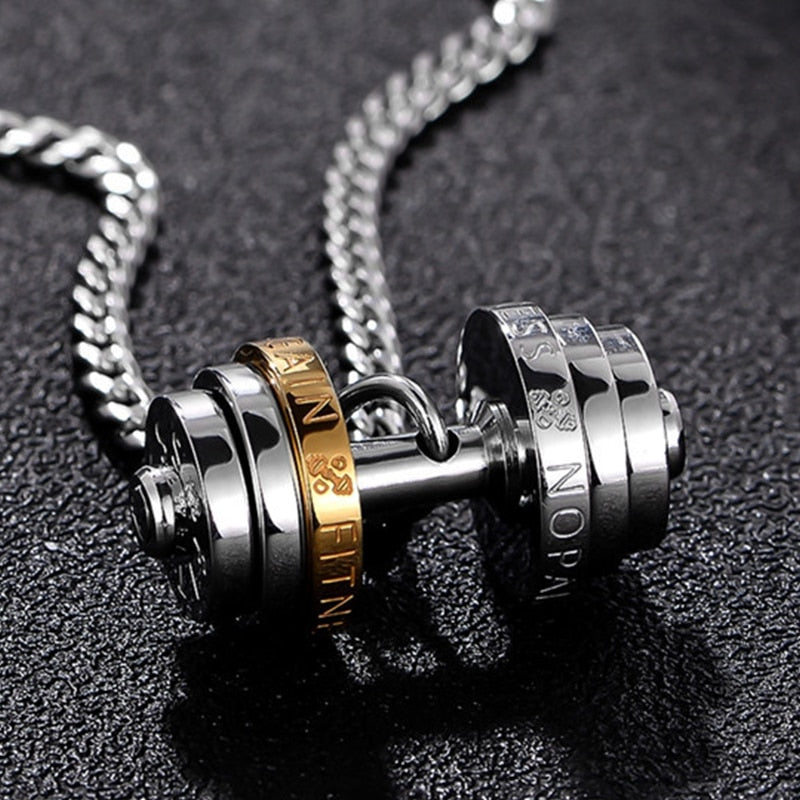Men's Stainless Steel Barbell Necklace