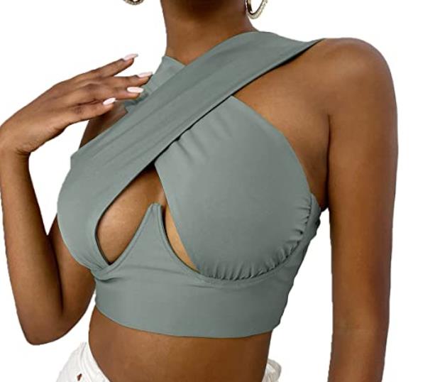 Women's Sexy Criss Cross Tank Top - Hollow Out Crop Top