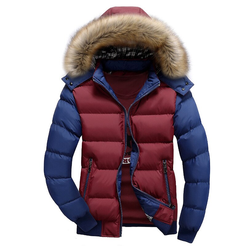 Men's Winter Warm Thick Parkas - Fur Collar Hooded Windbreak Jacket
