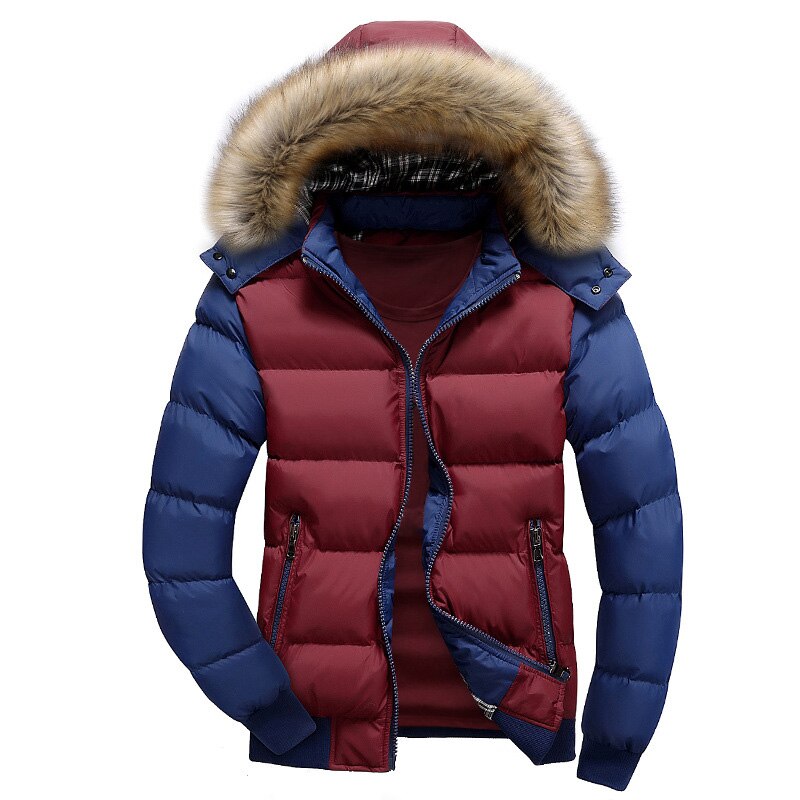 Men's Winter Warm Thick Parkas - Fur Collar Hooded Windbreak Jacket