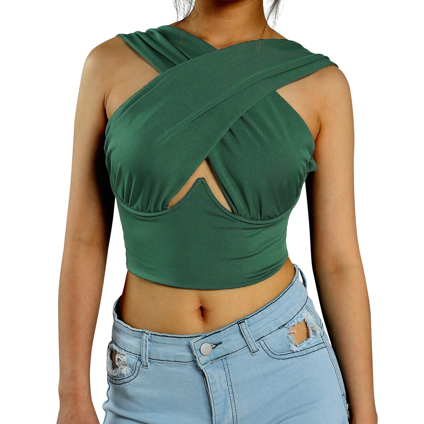 Women's Sexy Criss Cross Tank Top - Hollow Out Crop Top