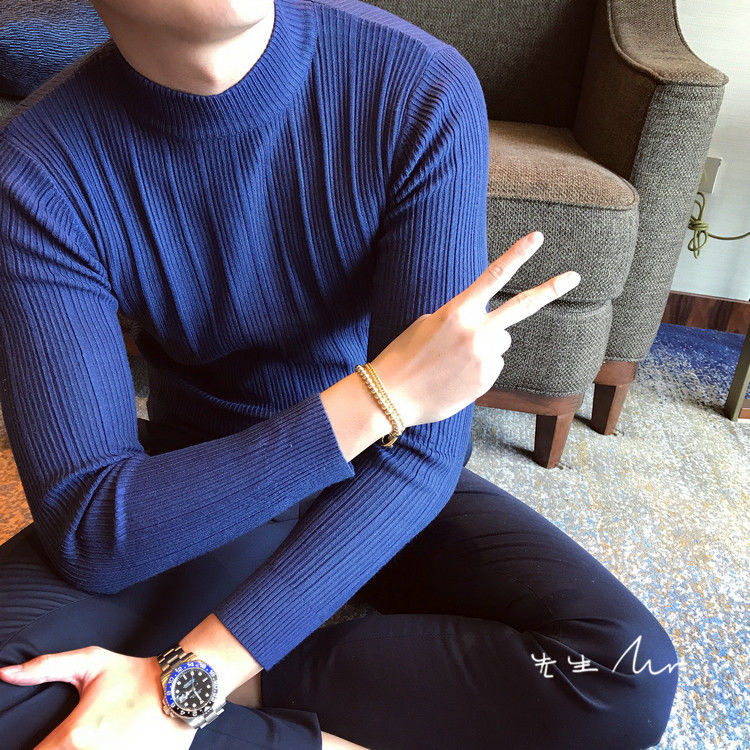 Men's Winter Wool Blend Knitted Sweater - Casual Round Neck Pullover