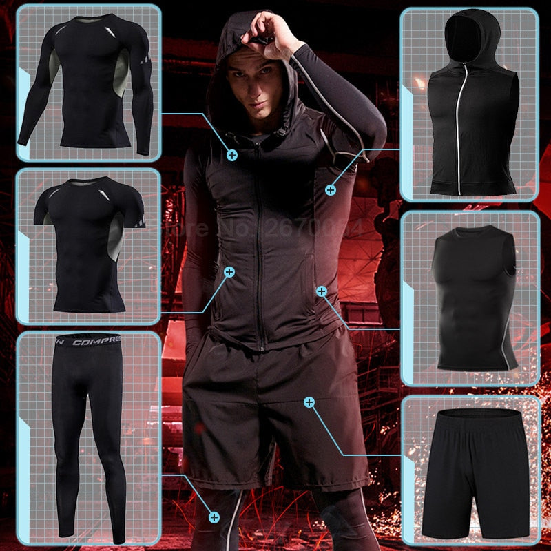 Men's running sets Gym Tight Sport Clothing Basketball Training Tracksuit