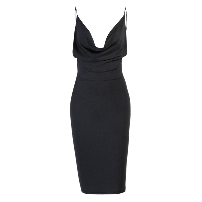 Satin Women's Strap Backless Party Dresses