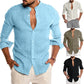 Casual Cotton Linen Men Shirts Long Sleeve Street Wear