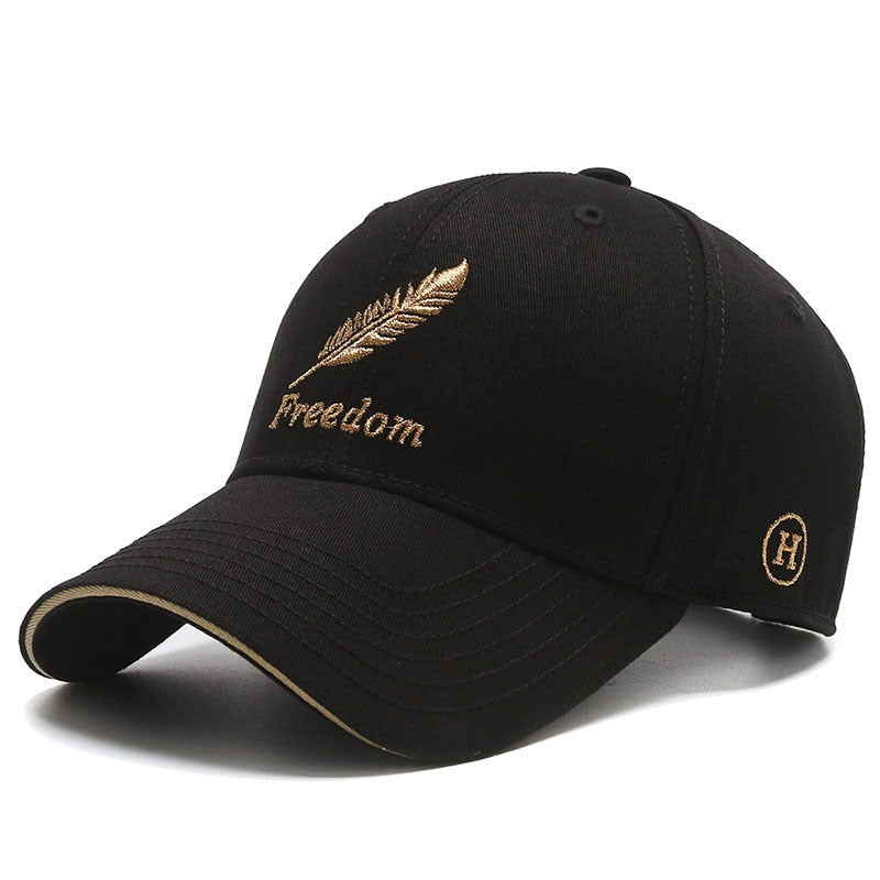 "Freedom Feather" Embroidered Cotton Snapback - Unisex Baseball Cap