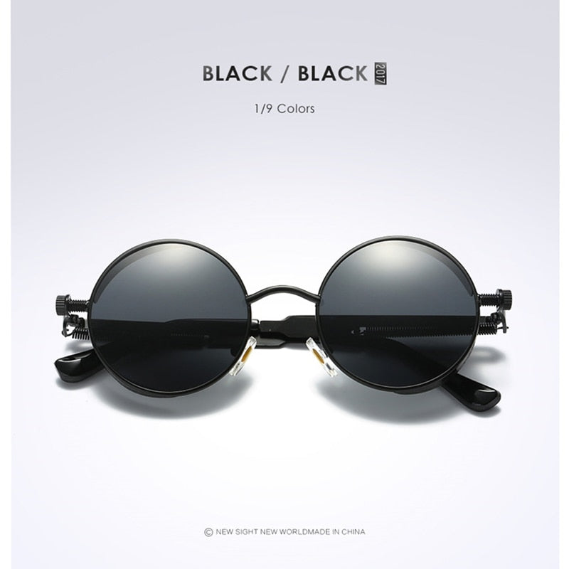 Gothic Steampunk Sunglasses - Gold Metal Polarized Shield Eyewear