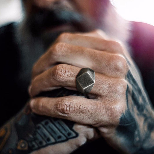Men's Stainless Steel Quadrangle Flat Top Square Ring