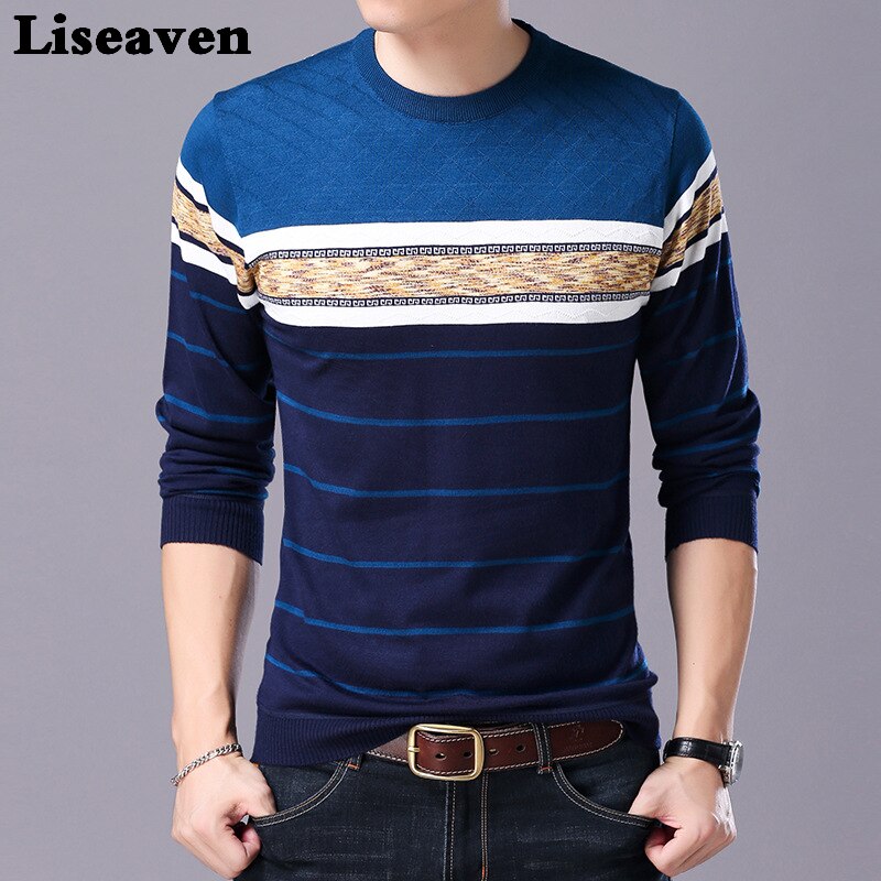 Men's O-Neck Casual Striped Sweaters