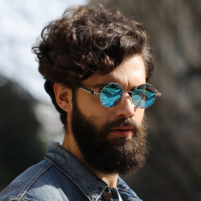 Gothic Steampunk Sunglasses - Gold Metal Polarized Shield Eyewear