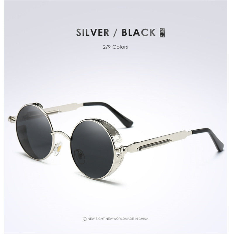 Gothic Steampunk Sunglasses - Gold Metal Polarized Shield Eyewear