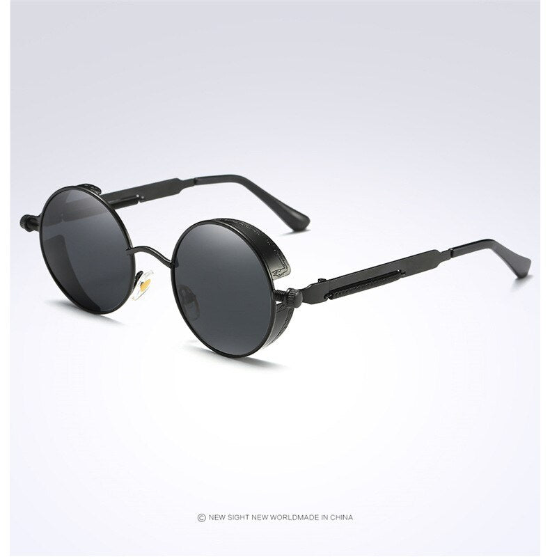 Gothic Steampunk Sunglasses - Gold Metal Polarized Shield Eyewear