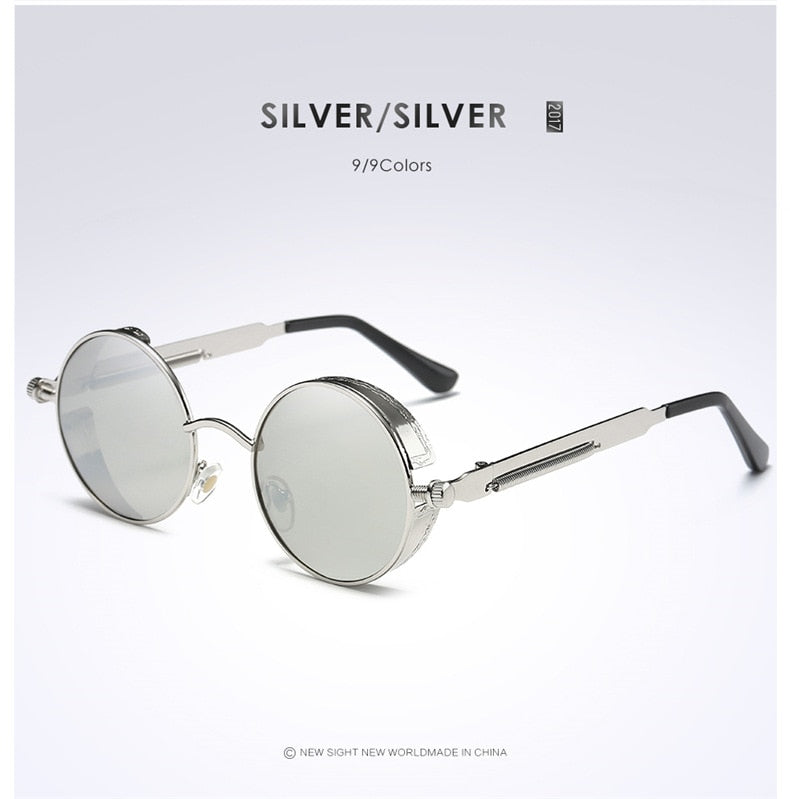 Gothic Steampunk Sunglasses - Gold Metal Polarized Shield Eyewear