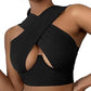 Women's Sexy Criss Cross Tank Top - Hollow Out Crop Top