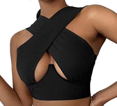 Women's Sexy Criss Cross Tank Top - Hollow Out Crop Top