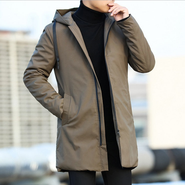 Men's Cashmere Hooded Jacket Coat Parka