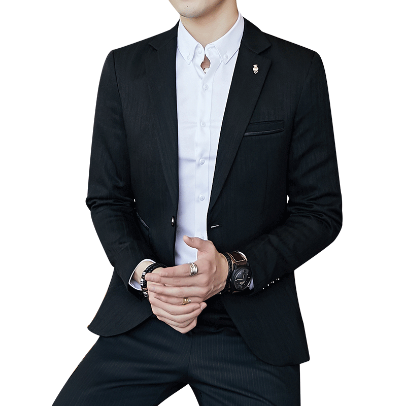 Men's Slim Fit Business Casual Blazer - Striped Professional Jacket