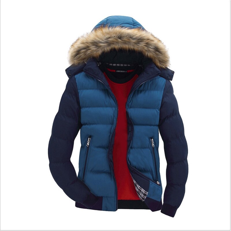 Men's Winter Warm Thick Parkas - Fur Collar Hooded Windbreak Jacket
