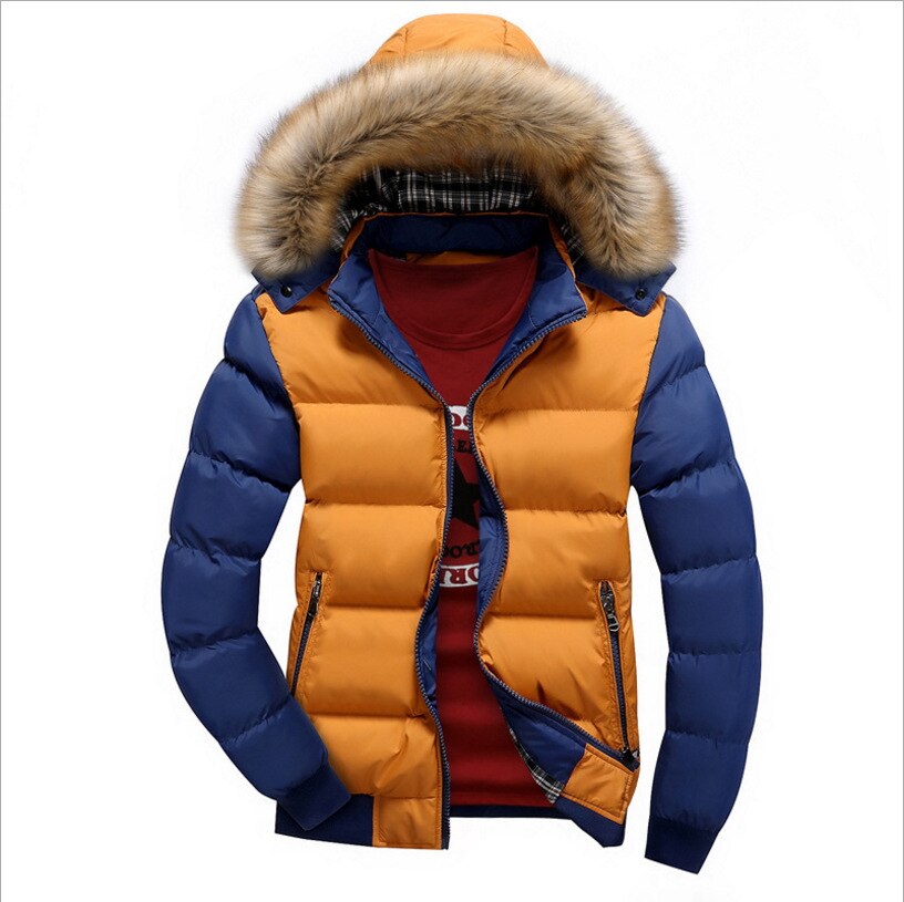 Men's Winter Warm Thick Parkas - Fur Collar Hooded Windbreak Jacket