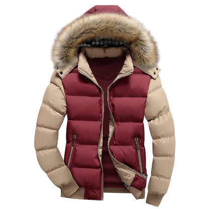 Men's Winter Warm Thick Parkas - Fur Collar Hooded Windbreak Jacket