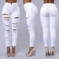 Women's Ripped Skinny Jeans - Street Style Denim Pencil Pants