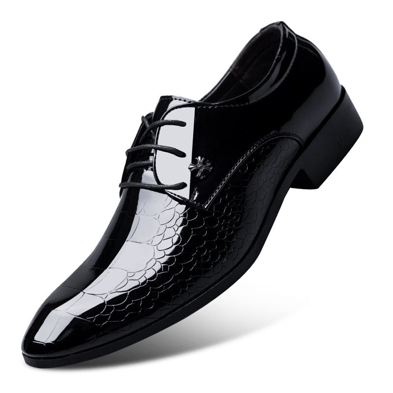 Italian Oxford Wedding Shoes - Luxury Patent Leather Dress Shoes