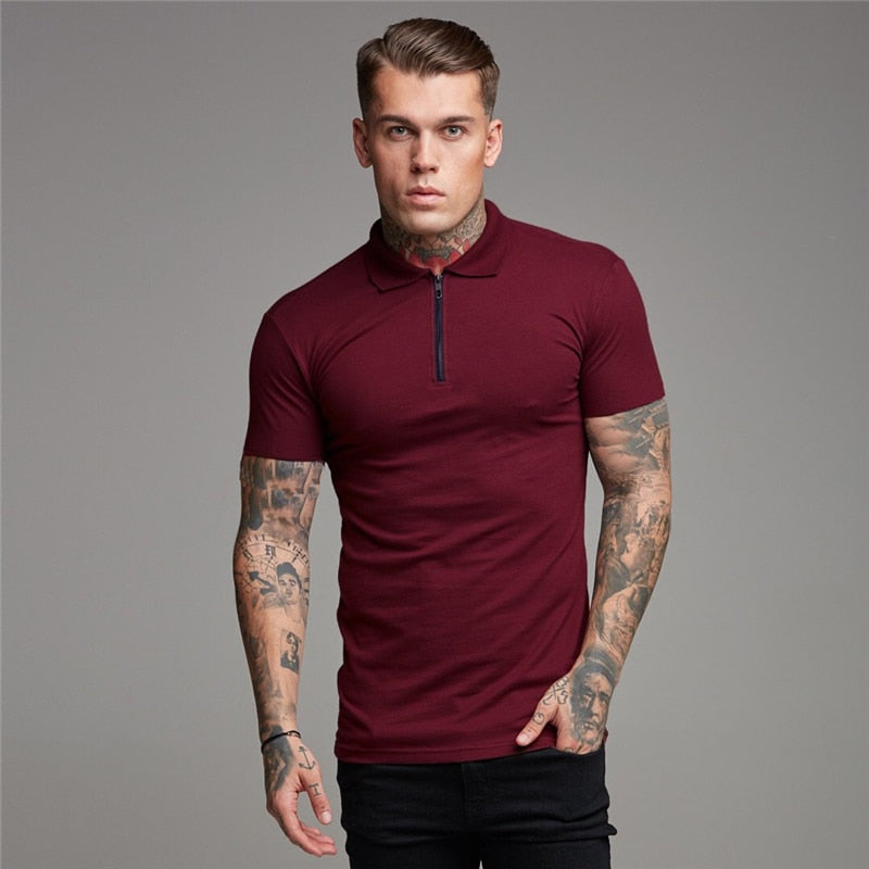 Men's Premium Cotton Polo Shirt - Slim Fit Breathable Golf Shirt
