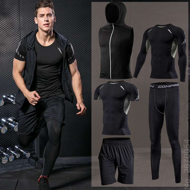 Men's running sets Gym Tight Sport Clothing Basketball Training Tracksuit