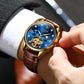 Classic Men's Genuine Leather Waterproof Military Wristwatch