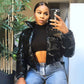 Crop Leather Bubble Coat Jacket