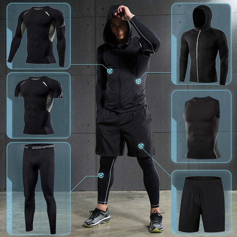 Men's running sets Gym Tight Sport Clothing Basketball Training Tracksuit