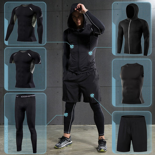Men's running sets Gym Tight Sport Clothing Basketball Training Tracksuit