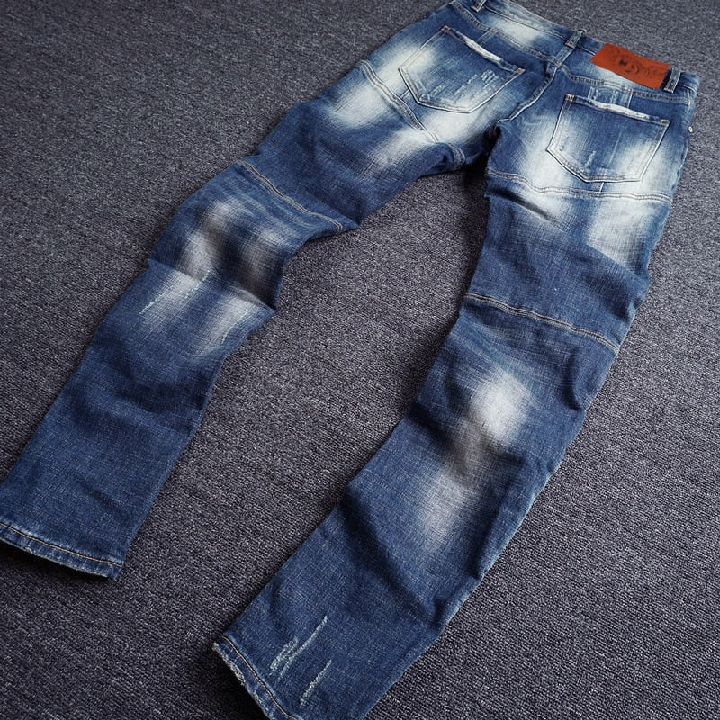 Camouflage Pocket Spliced Designer Ripped Jeans Streetwear