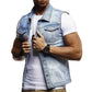 Men's Denim Sleeveless Vest - Casual Cotton Jean Jacket