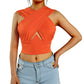 Women's Sexy Criss Cross Tank Top - Hollow Out Crop Top