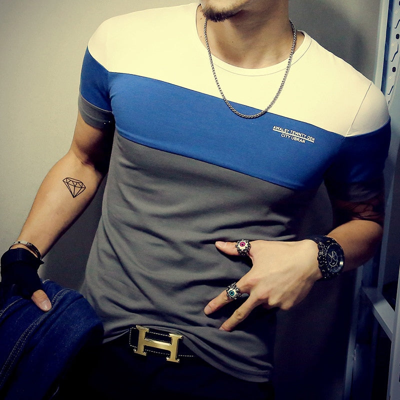 Men's Short sleeve Patchwork T-shirt