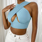Women's Sexy Criss Cross Tank Top - Hollow Out Crop Top