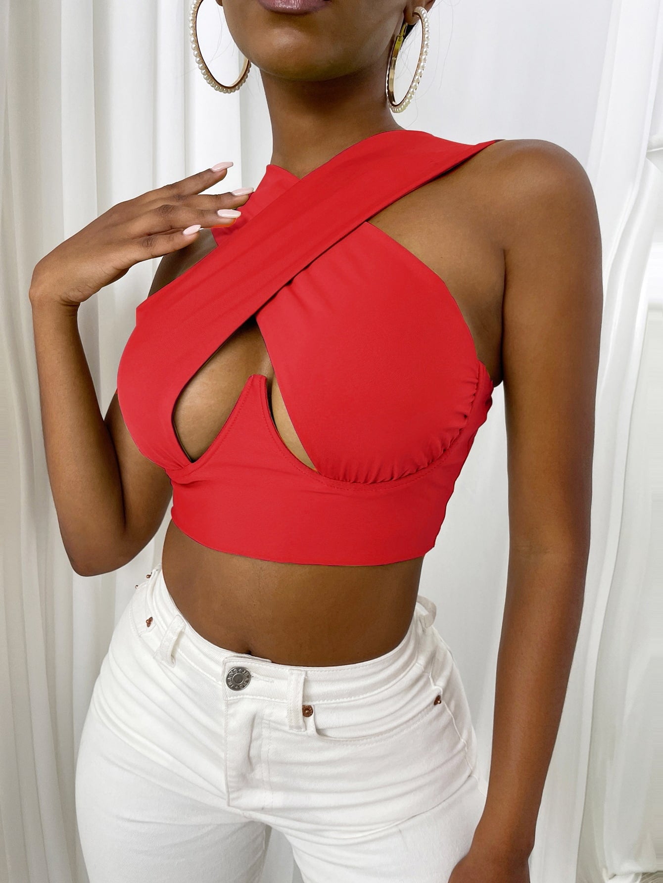 Women's Sexy Criss Cross Tank Top - Hollow Out Crop Top