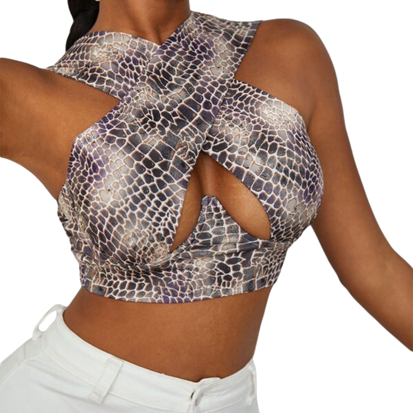 Women's Sexy Criss Cross Tank Top - Hollow Out Crop Top