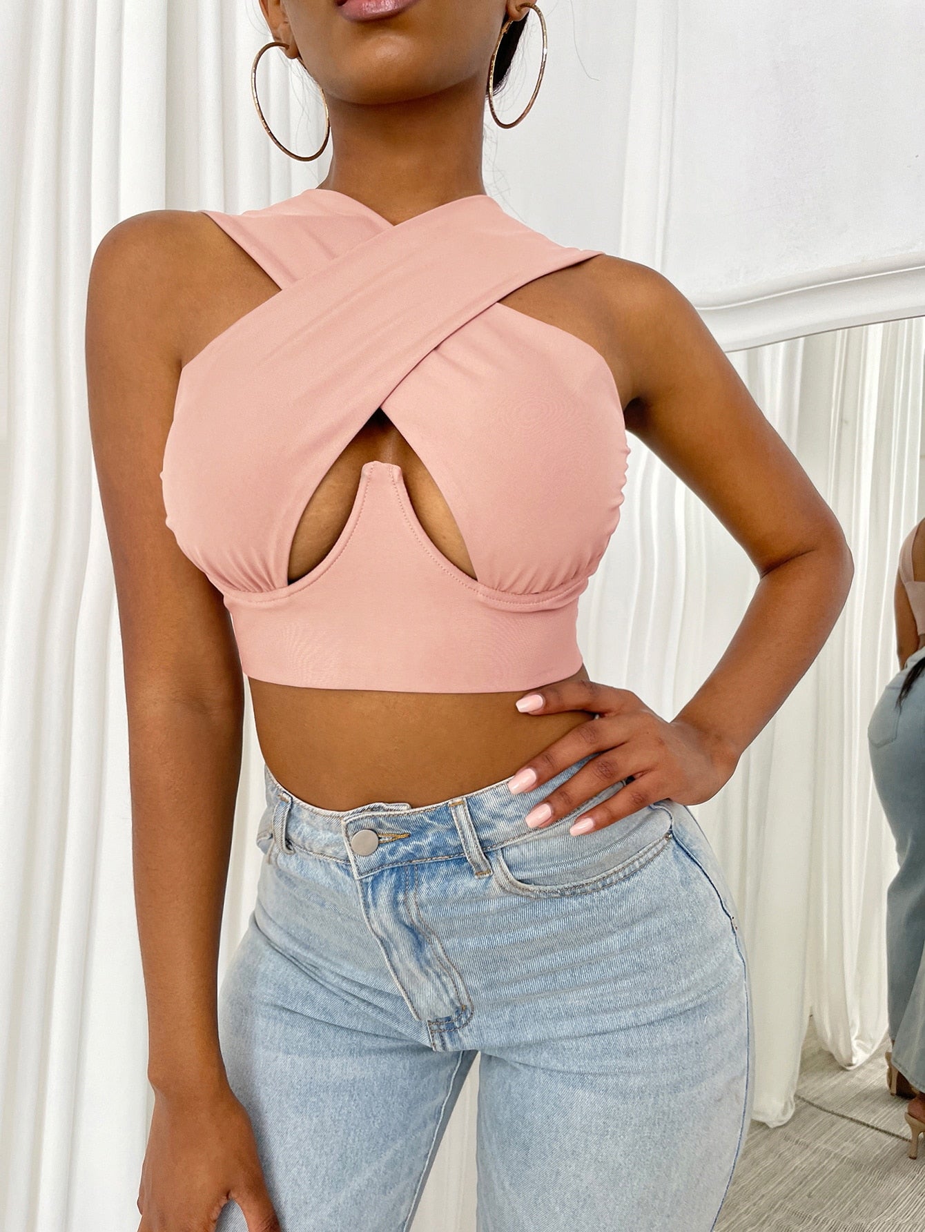 Women's Sexy Criss Cross Tank Top - Hollow Out Crop Top