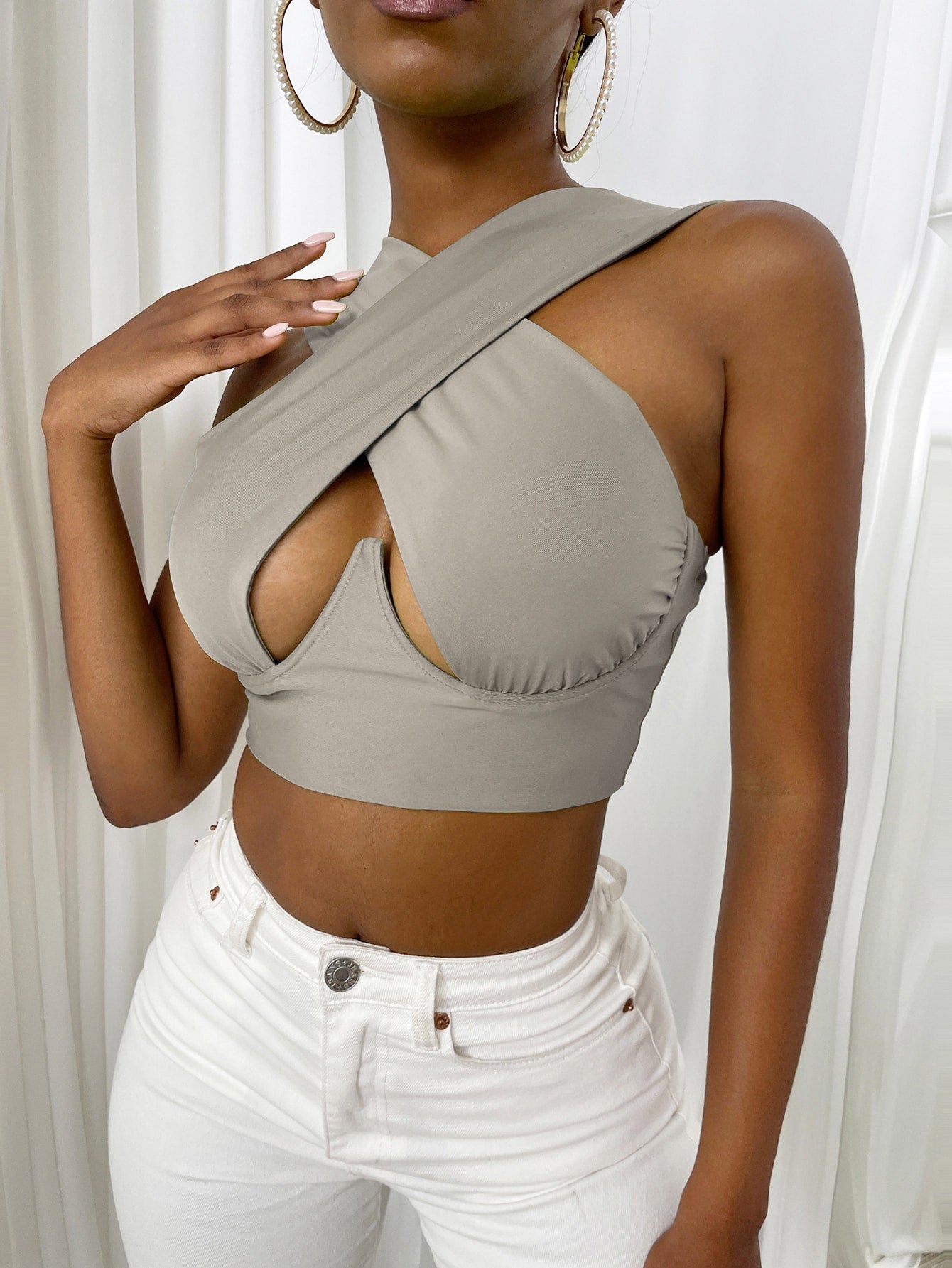 Women's Sexy Criss Cross Tank Top - Hollow Out Crop Top