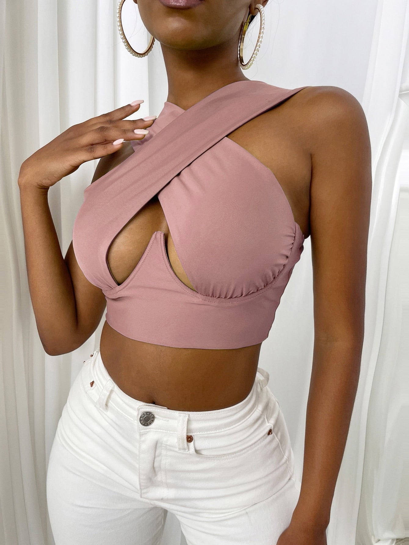 Women's Sexy Criss Cross Tank Top - Hollow Out Crop Top
